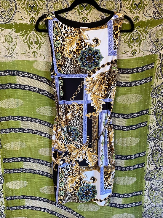 Cache Dresses & Skirts - NWT Y2K Cache Baroque Rococo Print Bodycon Sleeveless Dress 6 Glam Office Siren